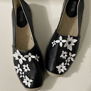 Michael Kors Black and White Leather Espadrilles